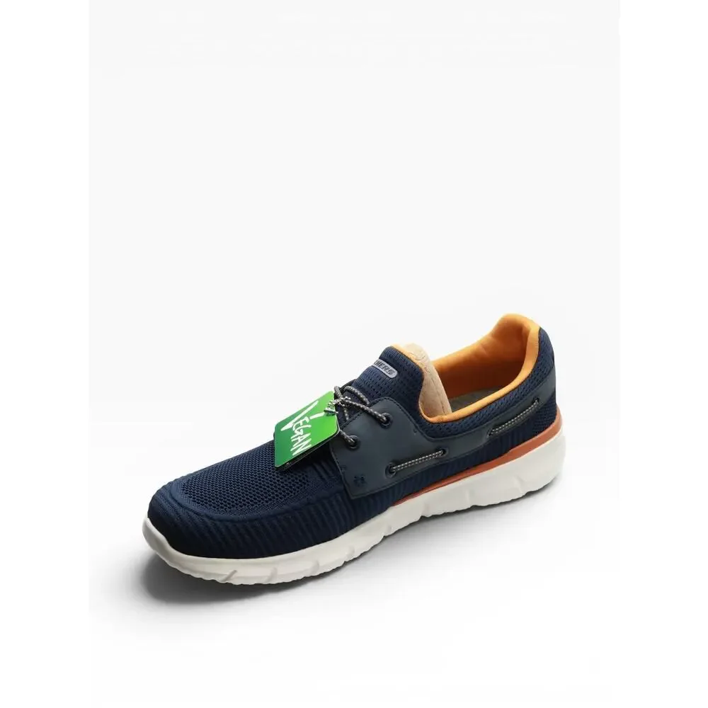 SKECHERS MEN'S DEL RETTO-CLEAN SLATE KNITTED BUNGEE SLIP ON, NAVY, 14 W US